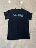 Blue logo, black T-shirt